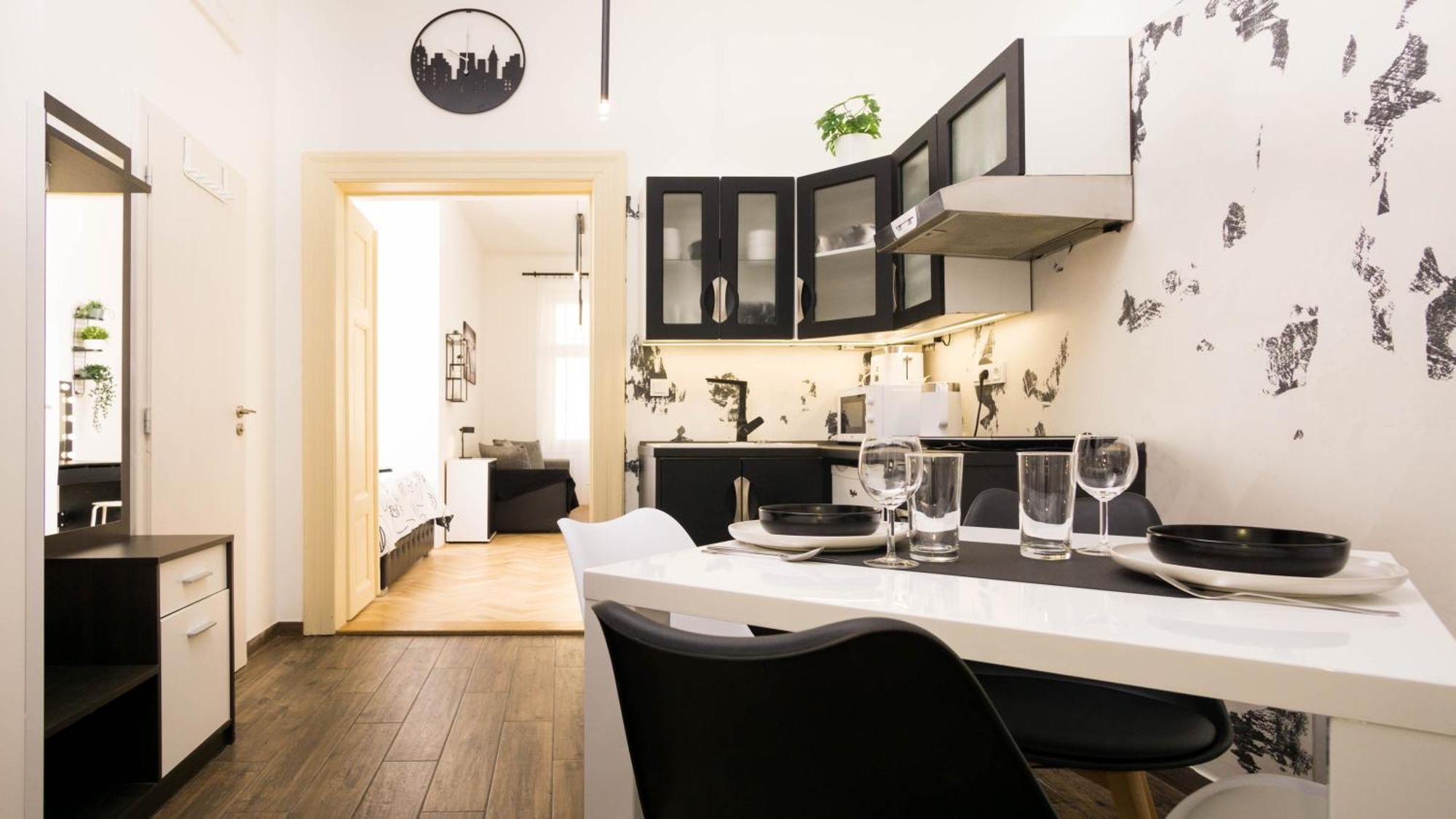 Black & White Apartment Prague By Wenceslas Square And Muzeum Praga Quarto foto